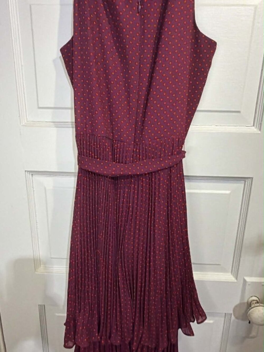 sleeveless ann Taylor polkadot dress maroon size 8